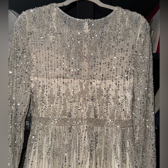 MAC DUGGAL High Neck Long Sleeve A Line Mini Dress - Size 8 - Picture 14 of 17